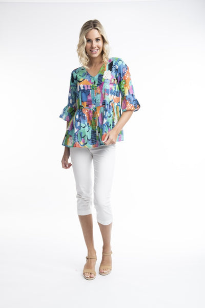 Gathered Button Top - Alanya