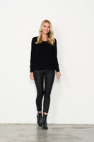 Cashmere Ruched Sleeves Jumper - Black