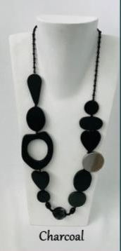 Resin & Wooden Necklace - Charcoal