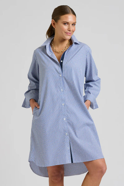 The Classic Grosgrain Shirtdress - French Navy Stripe