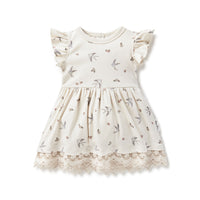 Swallow Lace Ruffle Dress - Natural