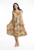 Godet Sleeveless Dress - Ephesus Print