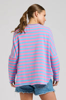 Raw Summer Sweatshirt - Pink/Mid Blue Stripe