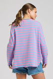 Raw Summer Sweatshirt - Pink/Mid Blue Stripe
