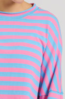 Raw Summer Sweatshirt - Pink/Mid Blue Stripe