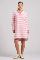 Rugby Frill Collar Dress - Pink White Stripe