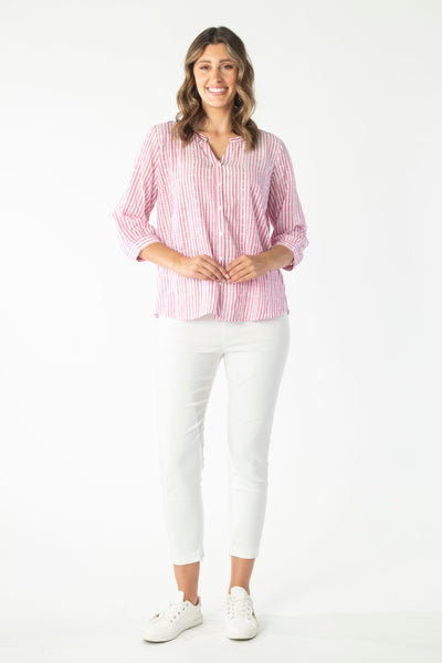 Embroidered Cotton Shirt - Pink