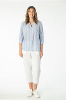 Embroidered Cotton Shirt - Blue