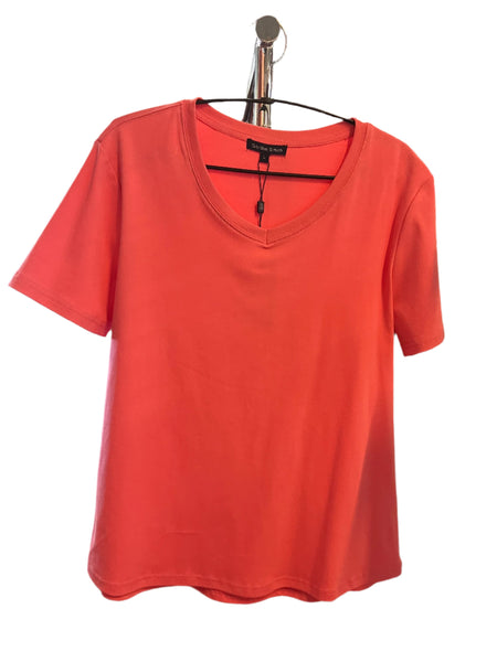 V Neck T-shirt - Coral