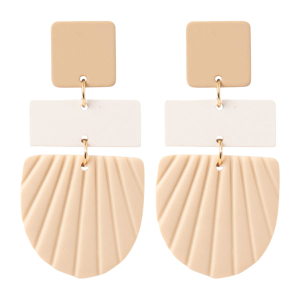 Beige Square Earrings