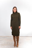 Side Ribbed Dress - Olive Green