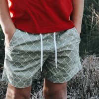 Boys Sonny Shorts - Green Geo Print