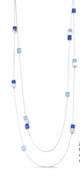 Faceted Crystal Necklace - Silver/Blue