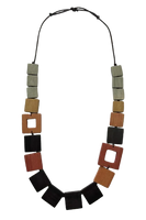 Square Wooden Multi Necklace