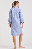 The Popover Shirtdress - Mid Blue Stripe/Floral Trim