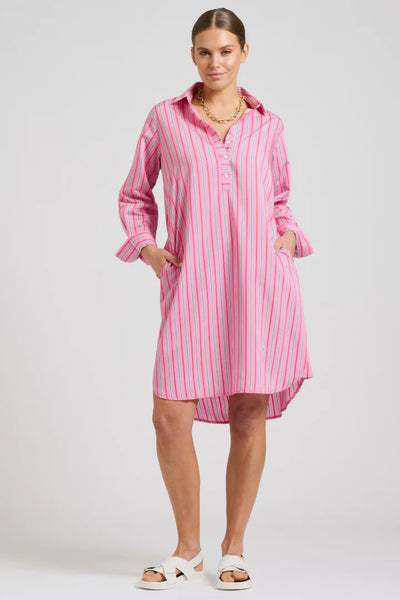 The Popover Shirtdress - Pink Combo