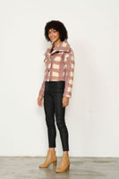 Plaid w/Large Collar Jacket - Pink