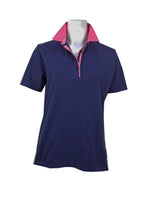 Cotton Piquet Polo Top - Navy