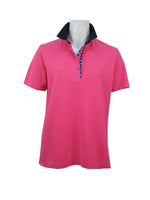 Cotton Piquet Polo Top - Pink