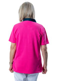 Cotton Piquet Polo Top - Pink