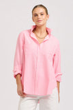 The Girlfriend Relaxed Shirt - Bright Pink Stripe