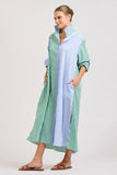 The Luna Oversized Shirtdress - Blue/Green Stripe Combo