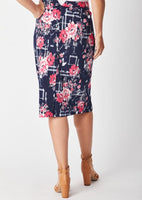 Stretch Sateen Skirt - Navy Floral