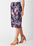 Stretch Sateen Skirt - Navy Floral