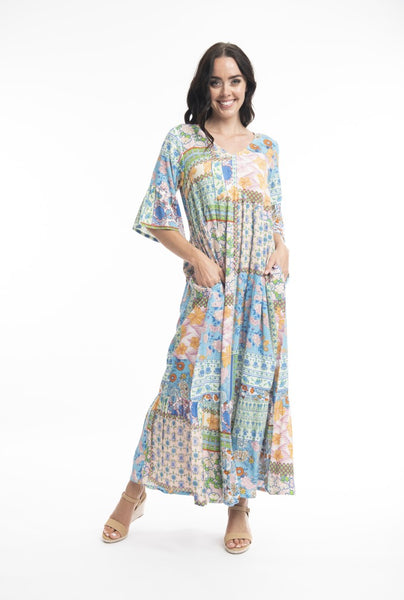 Midi Peak Dress - Syros Print