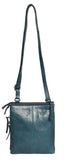 Cow Leather Cross Body Organiser Bag - Denim