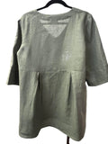 V Neck Linen Tunic - Olive