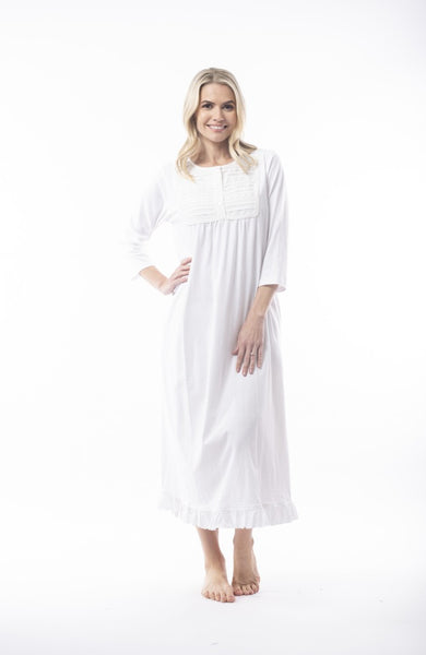 Victoria 3/4 Sleeve Nightie - White