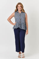 Crinkle Cotton Pant - Navy