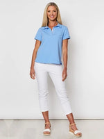 Short Sleeve Cotton Polo - Blue