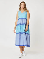 Stripe Cotton Dress - Cobalt