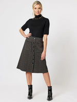 Charlie Check A-Line Skirt - Black