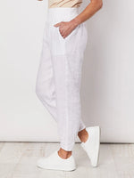 Jersey Waist Linen Pant - White