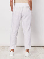 Jersey Waist Linen Pant - White