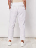 Jersey Waist Linen Pant - White