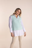 Cotton V Neck Vest - Mint