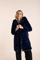 Faux Fur Coat - Navy