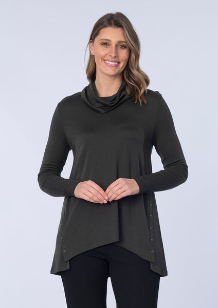 Merino Wool Cowl Tunic - Charcoal