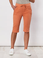 Stretch Denim Shorts - Orange