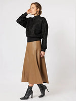 Brooke Vegan Leather Skirt - Coffee