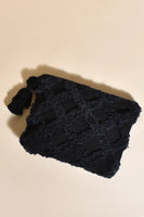 Chenille Tassel Pouch - Black