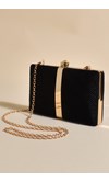 Kenna Stripe Clutch - Black