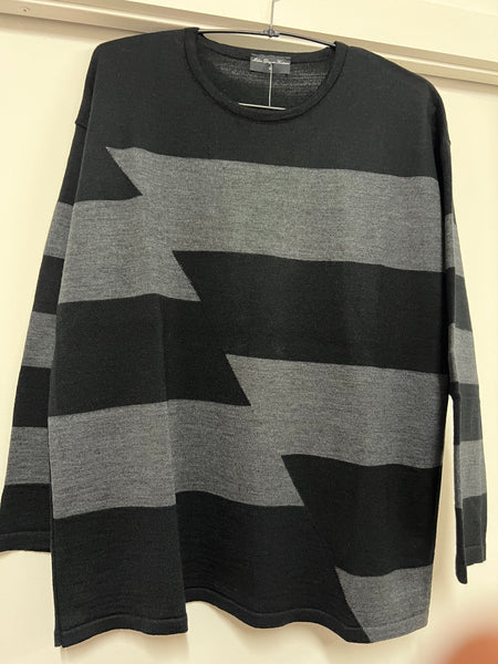 Zig Zag Knit Jumper - Blk/Grey