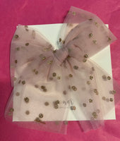 Valentina Party Bow Clip - Pink w/Gold Spot