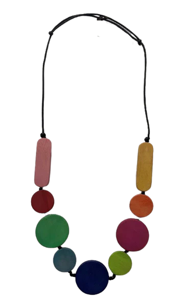 Multi Coloured Wood Bead - Multi