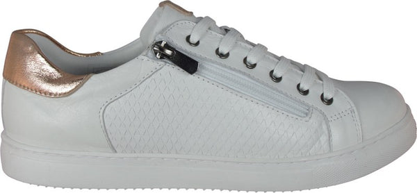 Cabello URSA Leather Shoe - White w/Rose Gold Trim